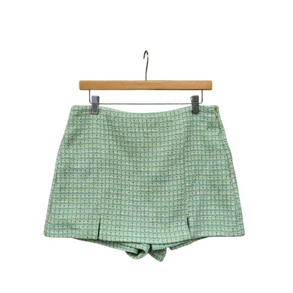 Zara Chic Green Tweed Skirt - Picture 2 of 5